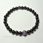 No.1296 ○* スギライト ＆ チベット産 モリオン　6mm 8mm　ミックス ブレスレット ○ 天然石 黒水晶 ブラックスギライト ブレス blancmille