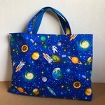 宇宙柄のレッスンバッグ・青色