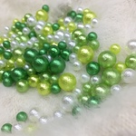 300粒以上！穴なし☆コットンパール風樹脂パール☆グリーンミックス☆6.8.10mm☆