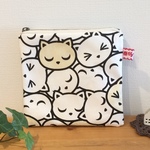 にゃんこいっぱい♬フラットポーチ*ミニポーチ*サニタリーケース**薄型ポーチ*♪