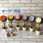 🌼オーダー作品【再販】粘土の花・淡色パステル♪チューリップ咲く♪花のトピアリー【約19㎝】🌼🌼