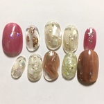size.M アシンメトリー ニュアンス ネイルチップ  ショートオーバル