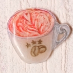 ユニーク　ラテアートコーヒー　ブローチ　
