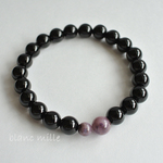 No.1299 ○* スギライト ＆ チベット産 モリオン　8mm 6mm　ミックス ブレスレット ○ 天然石 黒水晶 ブレス blancmille