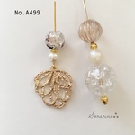 No.A499 限定品 ❁⃘ フラワー × クリア アシンメトリーピアス / イヤリング