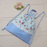 ナップサック型お着替え袋☆体操着袋☆巾着袋＊いちご水色