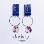 ［dadaqo］レザー&シルバーリングのロングピアス☆イヤリング
