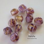 5mm purple marble*gold メロン チェコビーズ 20個