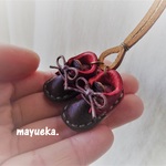 ＊革のコロンとした靴のネックレス＊赤×焦げ茶＊シューズ＊