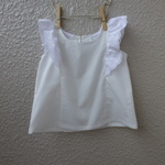 【sale】肩フリルノースリーブブラウス / オフホワイトー　80cm
