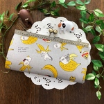 長財布☆バナナ猫さん☆グレー☆コットンリネン☆受注製作