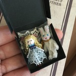 水色アンティークレースの女の子とうさぎ♡ミニチュアドール♪