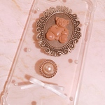 ハンドメイド くま シルバー iPhoneケース