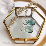 『藍翠雫 bluegreenrain』✴︎フローライト✴︎シンプルフープ✴︎天然石✴︎イヤリング・ピアス