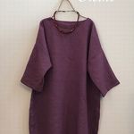 littlebird9 様　専用カート　国産起毛リネンのあったか長袖ワンピース  菖蒲色（あやめいろ）