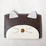ねこ 定期入れ コインケース レザー  本革使用 プレゼントにも