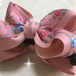 バナナクリップ ふんわりリボン 花柄ピンク系