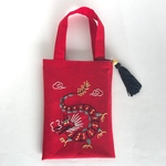 手刺繍ミニバッグ「ドラゴン・レッド」