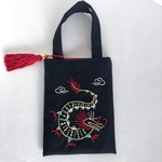 手刺繍ミニバッグ「ドラゴン・ブラック」