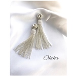 Swarovski ×Beads tassel ピアス《シルバークリスタル》