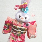 プチうさぎの着物🐰京縮緬*サーモンピンクＢ　ぬいぐるみバッジ用振袖セット