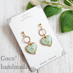 ティファニーブルー×ドライフラワー♡ハートのピアス・イヤリング