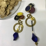 bordélique/アンティークボタン(navy×yellow)ゴールドスネーク