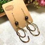 パール×ゴールドの大ぶりピアス・イヤリング♡(ブラウン)