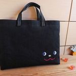 黒デニム×ストライプ☆小さなクマ　レッスンバッグ　男の子