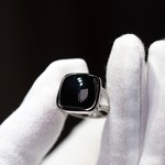 New　ブラックオニキス１４　S925Newシンプルデザインリング（角丸）