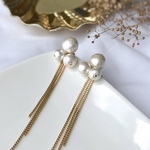 「結婚式」「ウェディング」コットンパールチェーンピアス（スモール）