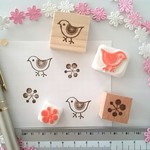 ぴよぴよと北欧風お花 モチーフ 2個セット 消しゴムはんこ