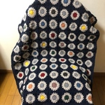 送料無料💖手編みのマルチカバー(藍色)