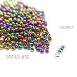10g/約1000粒前後☆グレードA　極小2mmガラスシードビーズ☆カラフル色【bei240cf】