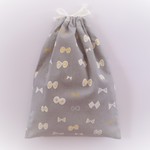 【送料無料】巾着　縦35cm×横25cm（蝶／Gray）