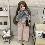 リカちゃん服♡グレートップス＆マフラー＆ピンクベージュワイドパンツ♡リアルクローズ  