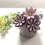 《紫色・薄ピンク色》小花のＵピンの髪飾り★つまみ細工☆着物☆七五三☆成人式☆卒業式