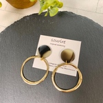 ブラックべっ甲×ゴールドピアス／イヤリング