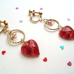 ハートとお花のイヤリング/ピアス