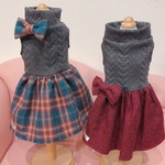 新作♡ウールチェック×アランキルトニットワンピ