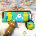 緑インコちゃん❤️がま口  印鑑ケース【オーダー受注】
