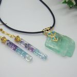 大きめグリーンカルサイトが綺麗なアクセサリーセット＜イヤーパーツ変更可＞