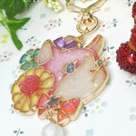 お花にゃんこの春色キーホルダー
