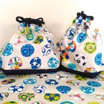 ☆特価☆お弁当袋&コップ袋セット（ランチョンマットオプション）サッカーボール（生成）