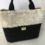 ☆オーダー品【送料無料】ボア付手さげトート(中)黒&オフホワイトボア