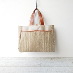 チェコリネンとリネン帆布と本革  トートバッグ