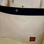 シンプルラインＡ４トート☆ネイビー☆帆布＆本革タグ