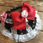 犬・猫の首輪　約27～31 　cocoちゃんバンダナチョーカー　ゴスロリ風・サクランボ・姫・黒・可愛い
