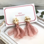 再販♡2ウェイ♡コットンパールビジュー×シフォンタッセル(ピンク)♡送料込み