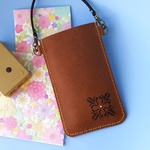 本革  スマホポーチ  茶色×こげ茶 iPhoneXSmax iPhoneXR  サイズ◾ 送料無料